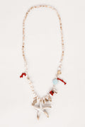 Collar de perlas con estrella de mar beige/rojo